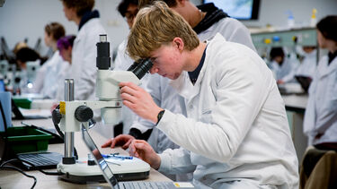 Students in the lab for a Zoology practical