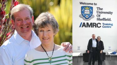 Dr Graham and Mrs Brenda Siddall in their garden and on a visit to the AMRC