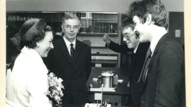 Tom with Princess Margaret at Monmouth School