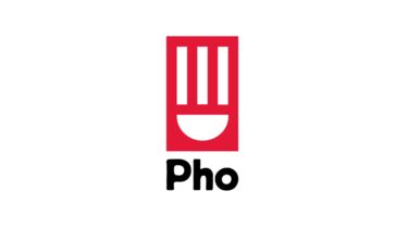 Image of restaurant Pho's logo with stylised chopsticks and bowl.