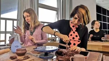 Pottery workshop in action 