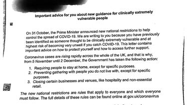 A shielding letter issued by the Department of Health and Social Care