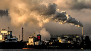 A skyscape of smoke and pollution from factories