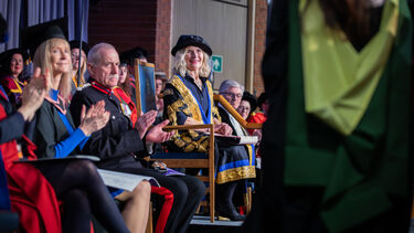 Ceremony chancellor on stage