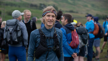 Oli Johnson pictured with other walkers at the starting point of the Big Walk