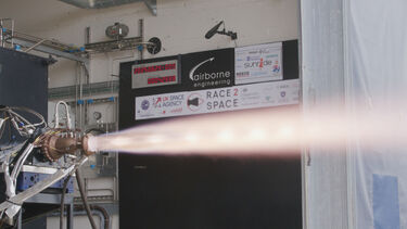 An image of the engine firing, which University of Sheffield students built.