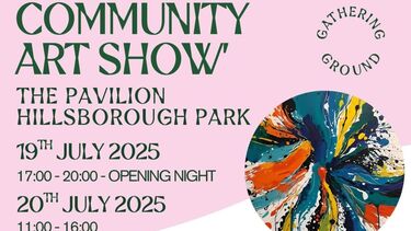 Pink and green poster for the art show