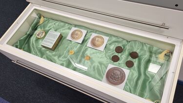 Medical Heritage Boardroom drawer containing medals belonging to Winnifred Wells.