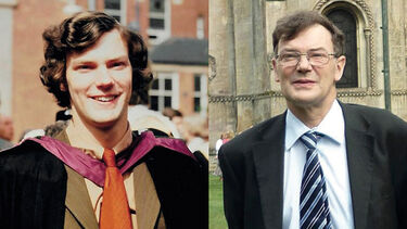 John Light in his graduation clothes, and later in life wearing a suit and tie