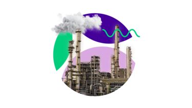 Illustration depicting an oil refinery