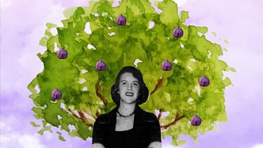 Watercolour Illustration of Sylvia Plath and a fig tree
