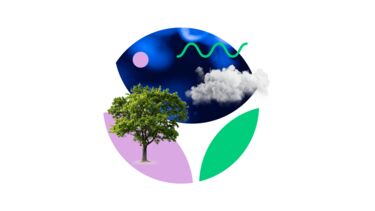 abstract graphic depicting a tree and a cloud