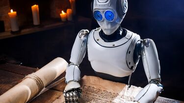 robot editing old book