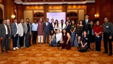 A group of alumni at the Forged in Sheffield, Shaping the Future campaign launch in 2025