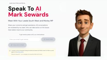 A screenshot taken from the Mark Sewards chatbot, featuring a cartoon version of himself. 