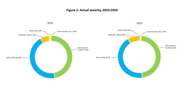 Pie chart of the actual severity procedures, 2023-2024