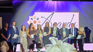 Chartered Institute for Logistics and Transport (UK) awards winners on stage