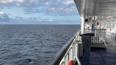 A view of the sea from onboard a ferry