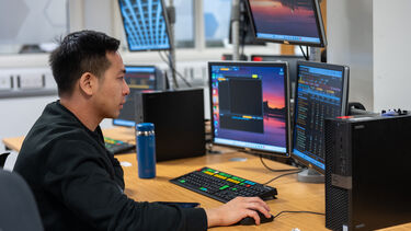 Students working at computer