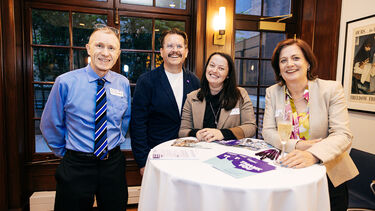 A group of alumni at the Forged in Sheffield campaign launch in New York City, 2025