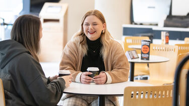 Student in University of Sheffield café