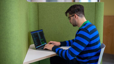 Student using a study space