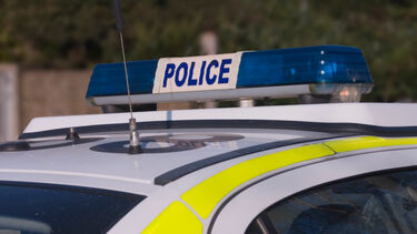 Close up of the lights on a police car 