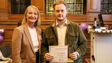 Placement Year Awards 2025 winner Joe Higham with Helen Smith