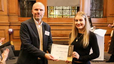 Placement Year Awards 2025 winner Lily Mantle-Osborne with David Forrest
