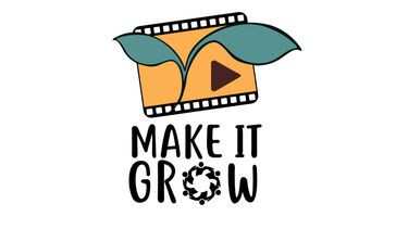 Make it grown logo with a picture of a plant coming out of a video recorder