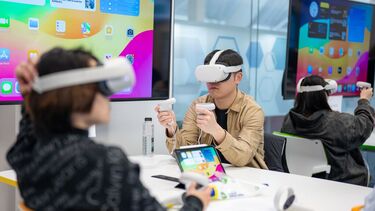 Student in a VR headset