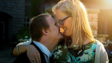 Two people embracing