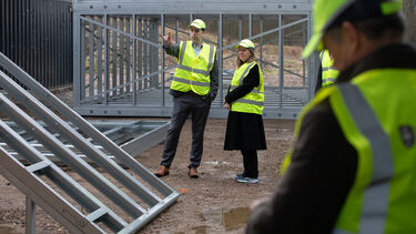 Professor Ben Hughes giving UKRI's Melissa Zanocco OBE a tour of the site