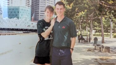 A woman and man standing together 