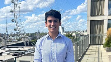 Student Joaquin J Villar Urrutia stood in front of the London Eye