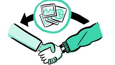 An animation of two people shaking hands.