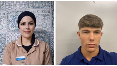 Student Nursing Associate apprentice Najoua Hassin and AMRC Training centre apprentice Dan Brodie