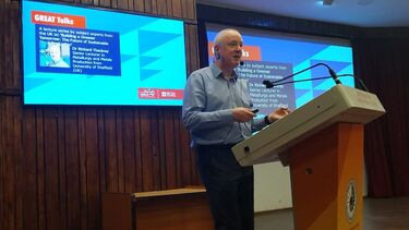 Richard Thackray giving a lecture 