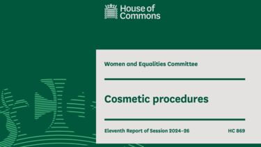 Cover for the Women and Equalities Committee Report: Cosmetic procedures. 