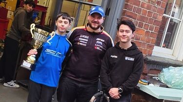 Young racer visits campus