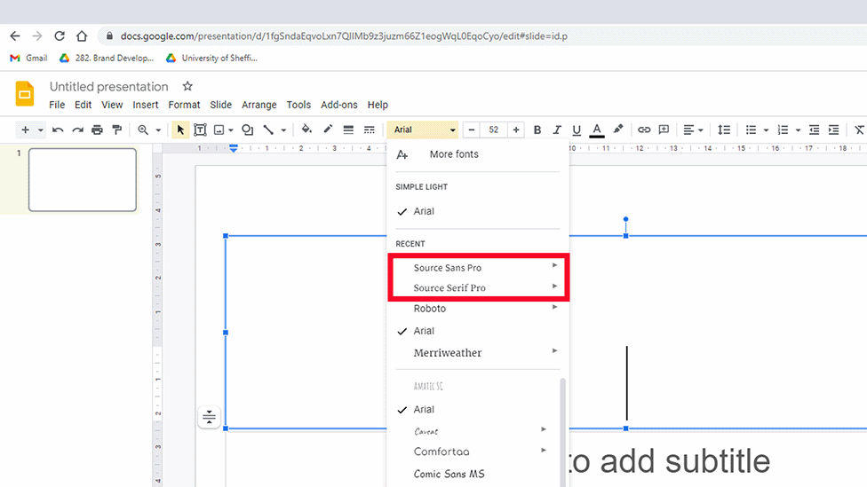 Showing Source in 'My fonts'