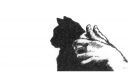 An illustration of someone making a shadow puppet of a cat with their hands