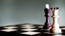 Chess board with two chess pieces