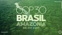 Photograph of the Amazon rainforest with COP30 Brazil in letters