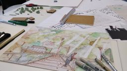 Architecture and Landscape student sketches for Gleadless Valley