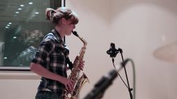 Saxophone player in studio