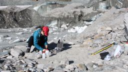 Student participating in fieldwork in glacial territory