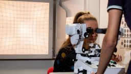 Students gets her eyes tested