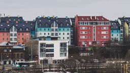 Apartment buildings across a river
