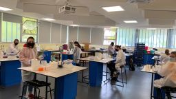 Environmental Science students examine samples in our teaching laboratory